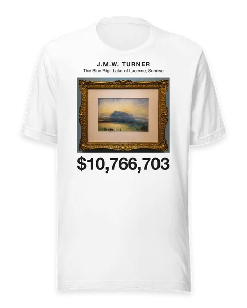 The Blue Rigi: Lake of Lucerne, Sunrise by J.M.W. Turner, on a white t-shirt