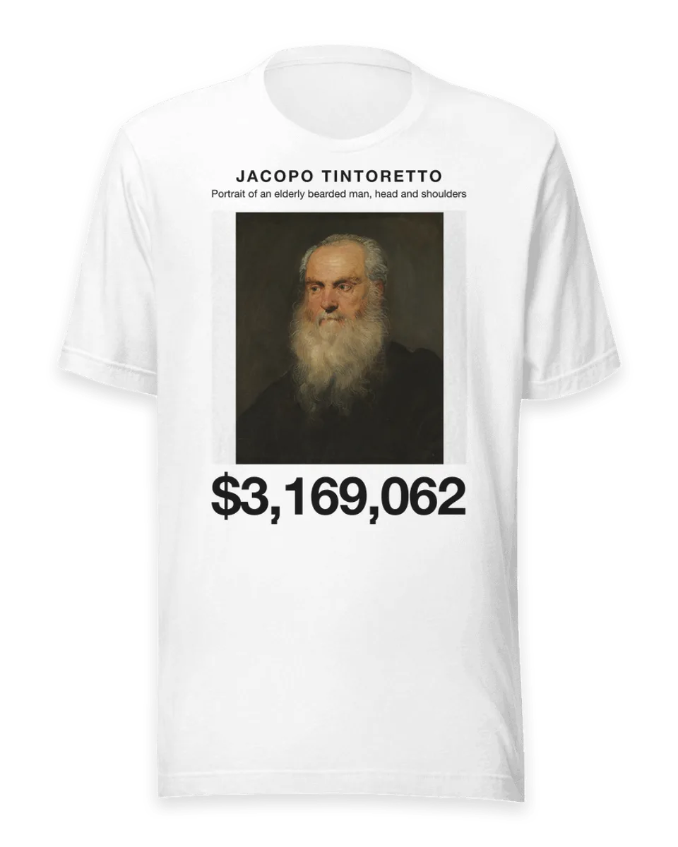 T-shirt: Portrait of an elderly bearded man, head and shoulders by Jacopo Tintoretto