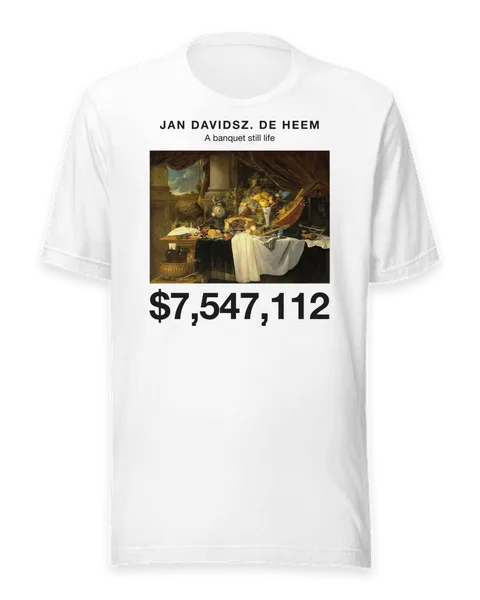 A banquet still life by Jan Davidsz. de Heem, on a white t-shirt