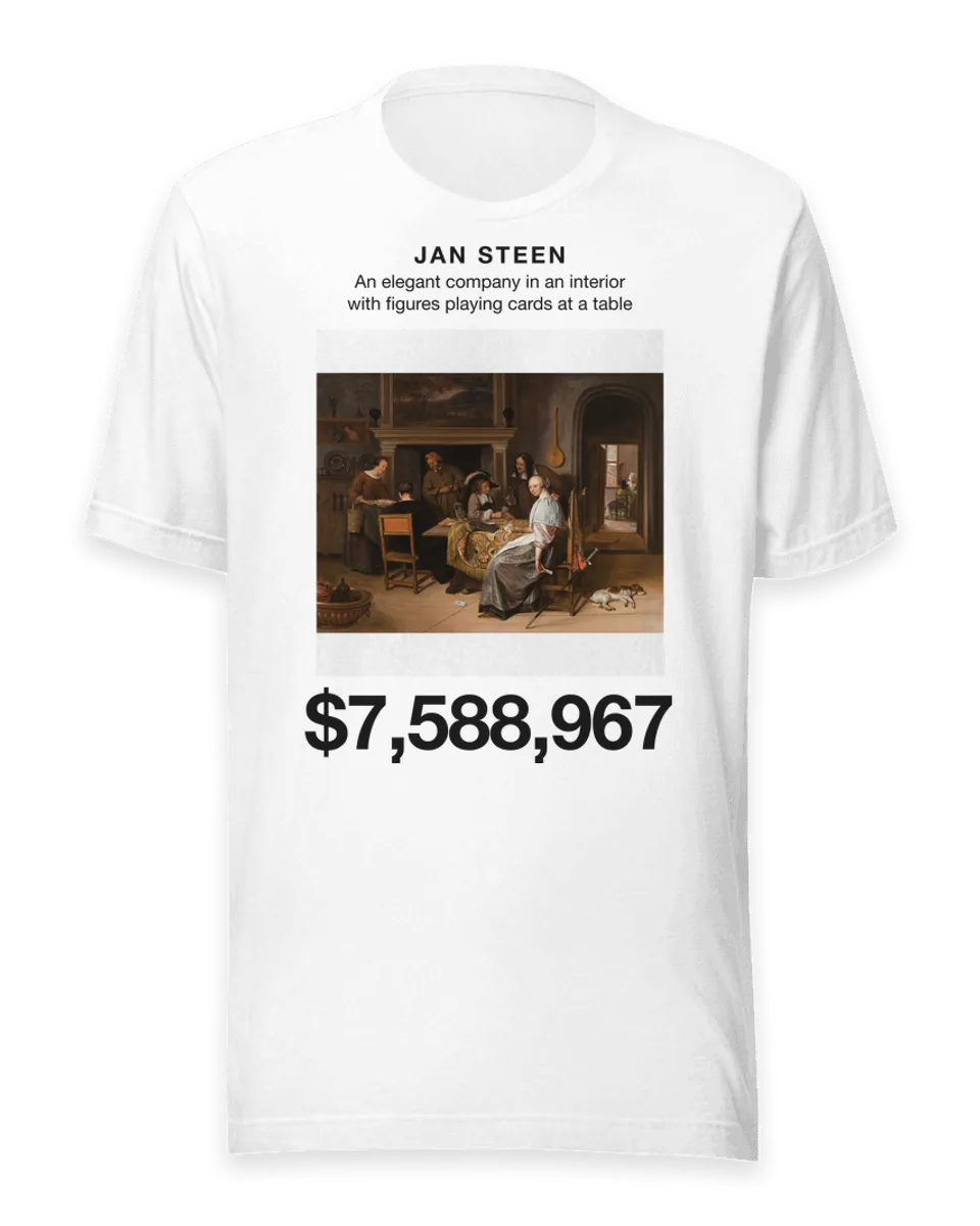 T-shirt: An elegant company in an interior with figures playing cards at a table by Jan Steen