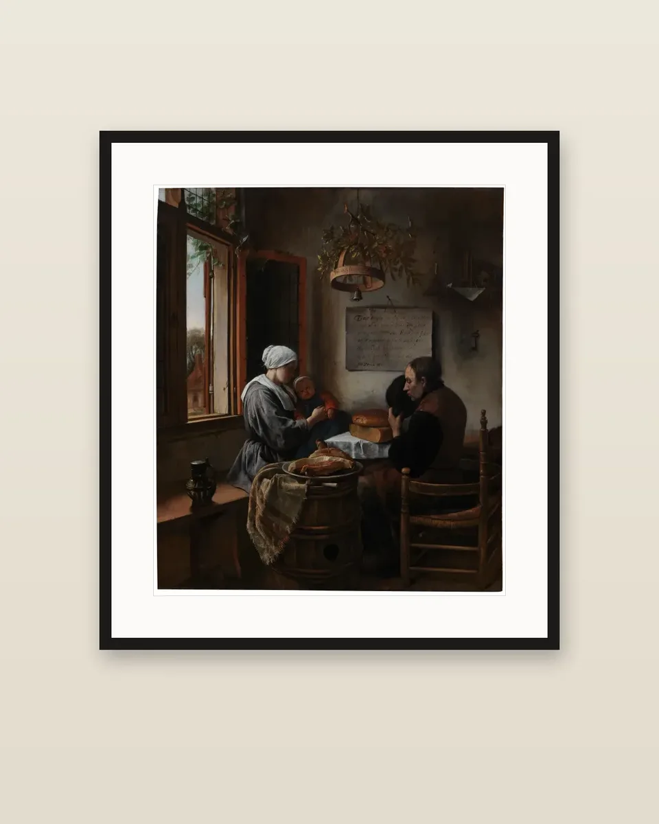 The Prayer before the Meal by Jan Steen, framed