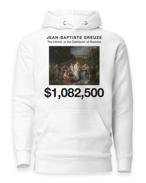 The Hermit, or the Distributor of Rosaries by Jean-Baptiste Greuze, on a white hoodie
