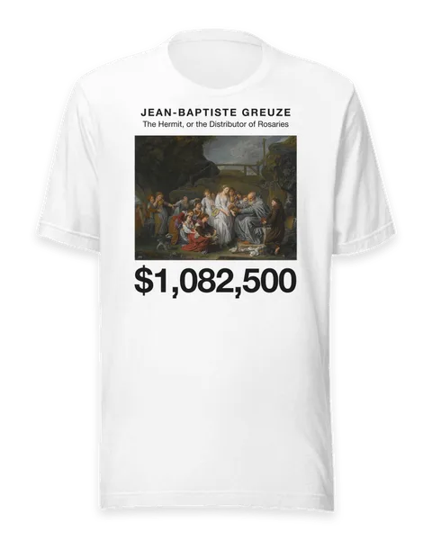 The Hermit, or the Distributor of Rosaries by Jean-Baptiste Greuze, on a white t-shirt