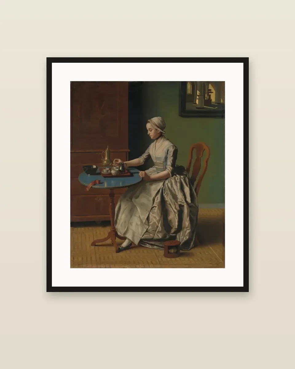 A Dutch Girl at Breakfast by Jean-Étienne Liotard, framed