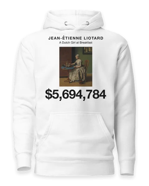 A Dutch Girl at Breakfast by Jean-Étienne Liotard, on a white hoodie