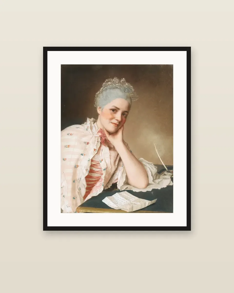 Portrait of Mademoiselle Louise Jacquet by Jean-Étienne Liotard, framed
