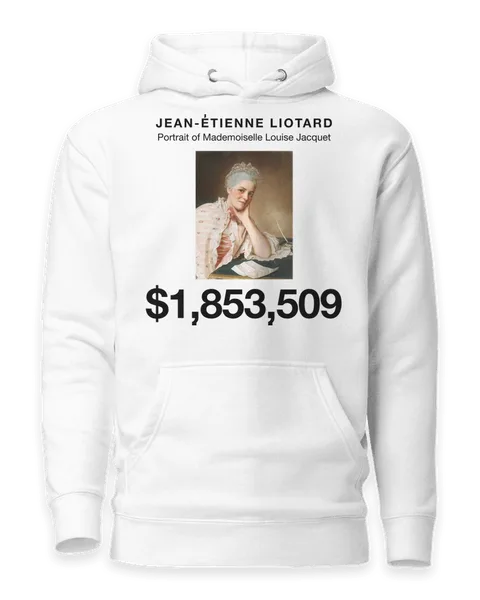 Portrait of Mademoiselle Louise Jacquet by Jean-Étienne Liotard, on a white hoodie