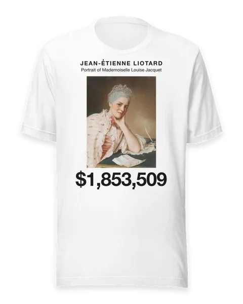Portrait of Mademoiselle Louise Jacquet by Jean-Étienne Liotard, on a white t-shirt