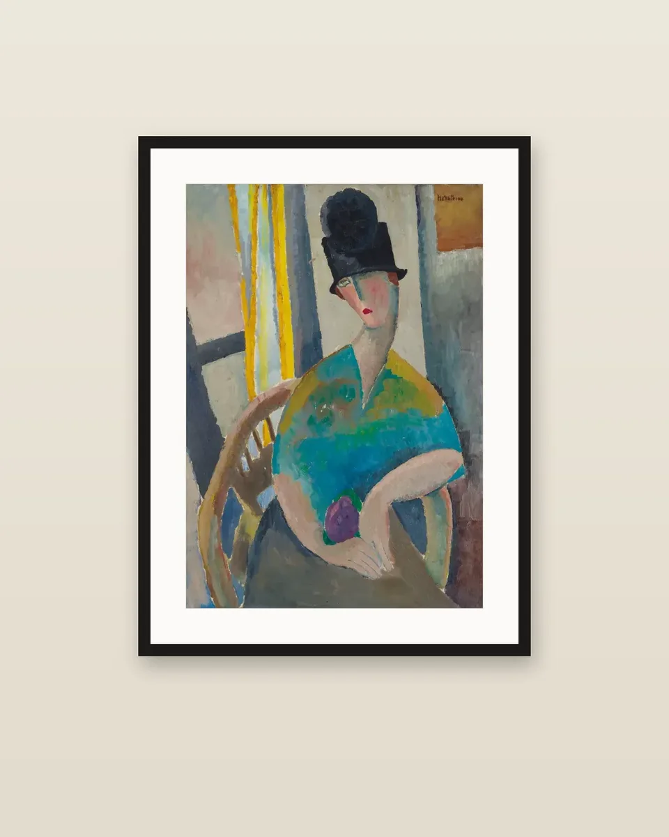 Femme au chapeau cloche by Jeanne Hébuterne, framed
