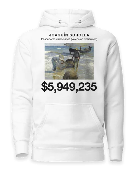 Pescadores valencianos (Valencian Fishermen) by Joaquín Sorolla, on a white hoodie