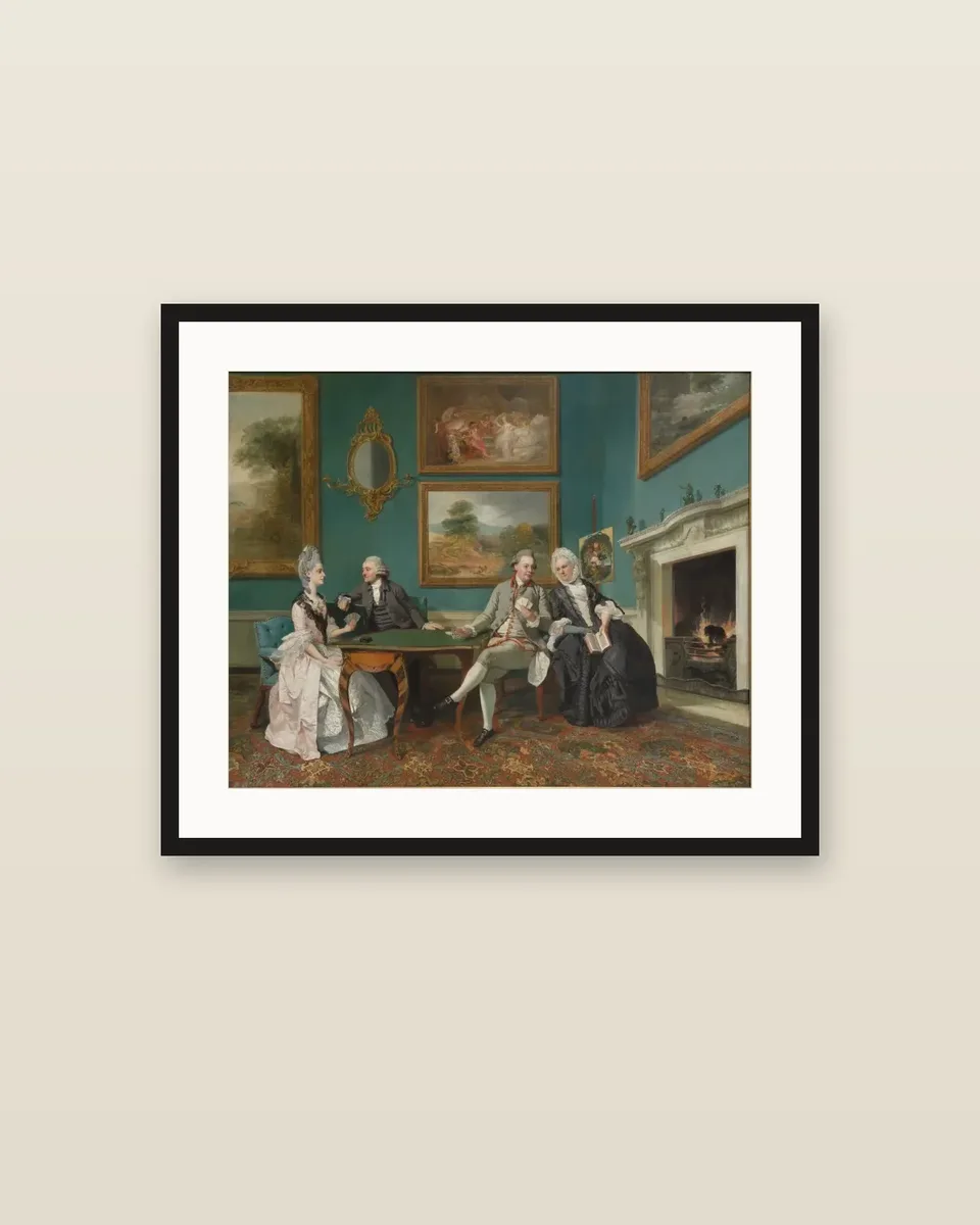 The Dutton Family in the drawing room of Sherborne Park, Gloucestershire by Johan Zoffany, framed