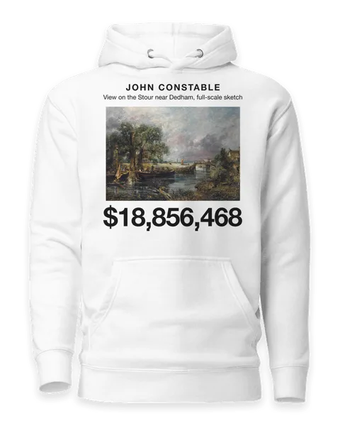 View on the Stour near Dedham, full-scale sketch by John Constable, on a white hoodie