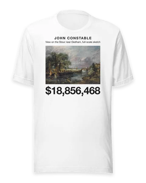 View on the Stour near Dedham, full-scale sketch by John Constable, on a white t-shirt