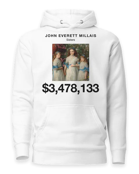 Sisters by John Everett Millais, on a white hoodie
