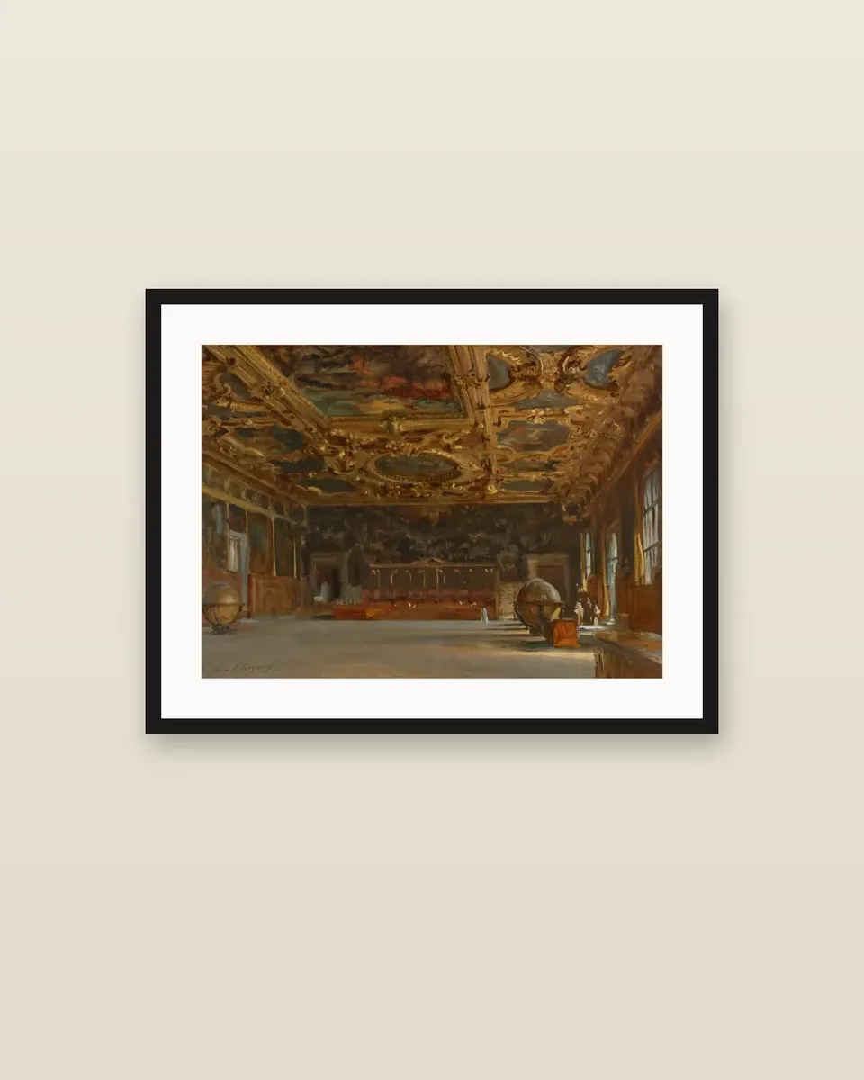 Hall of the Grand Council, Doge's Palace, Venice by John Singer Sargent, framed