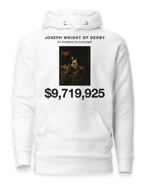 An Academy by Lamplight by Joseph Wright of Derby, on a white hoodie