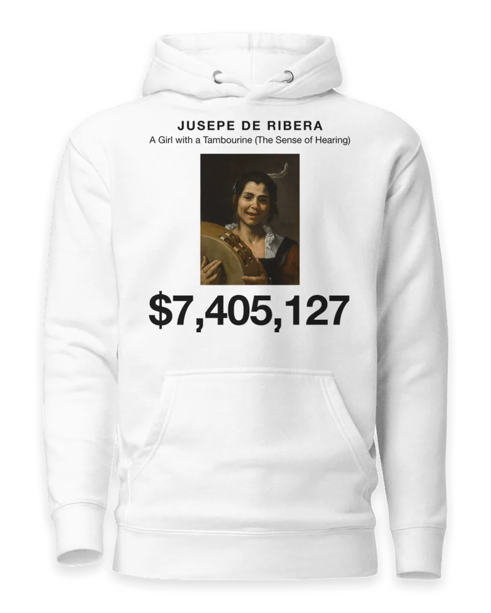 Hoodie: A Girl with a Tambourine (The Sense of Hearing) by Jusepe de Ribera
