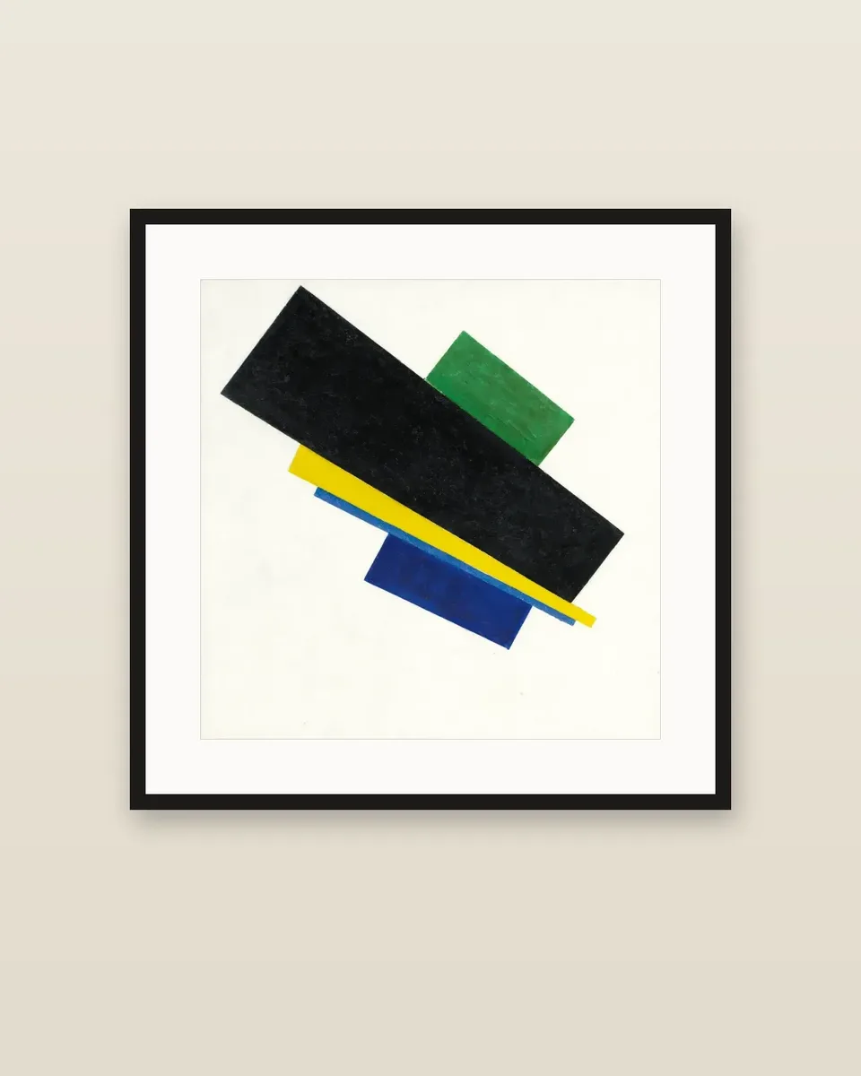 Suprematism, 18th Construction by Kazimir Malevich, framed