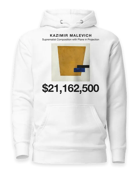 Suprematist Composition with Plane in Projection by Kazimir Malevich, on a white hoodie