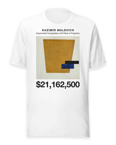 Suprematist Composition with Plane in Projection by Kazimir Malevich, on a white t-shirt