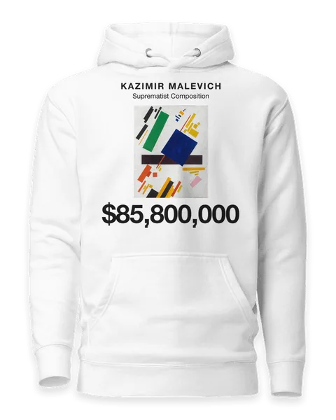Suprematist Composition by Kazimir Malevich, on a white hoodie