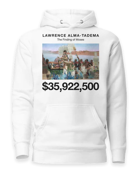The Finding of Moses by Lawrence Alma-Tadema, on a white hoodie