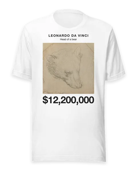 Head of a bear by Leonardo da Vinci, on a white t-shirt