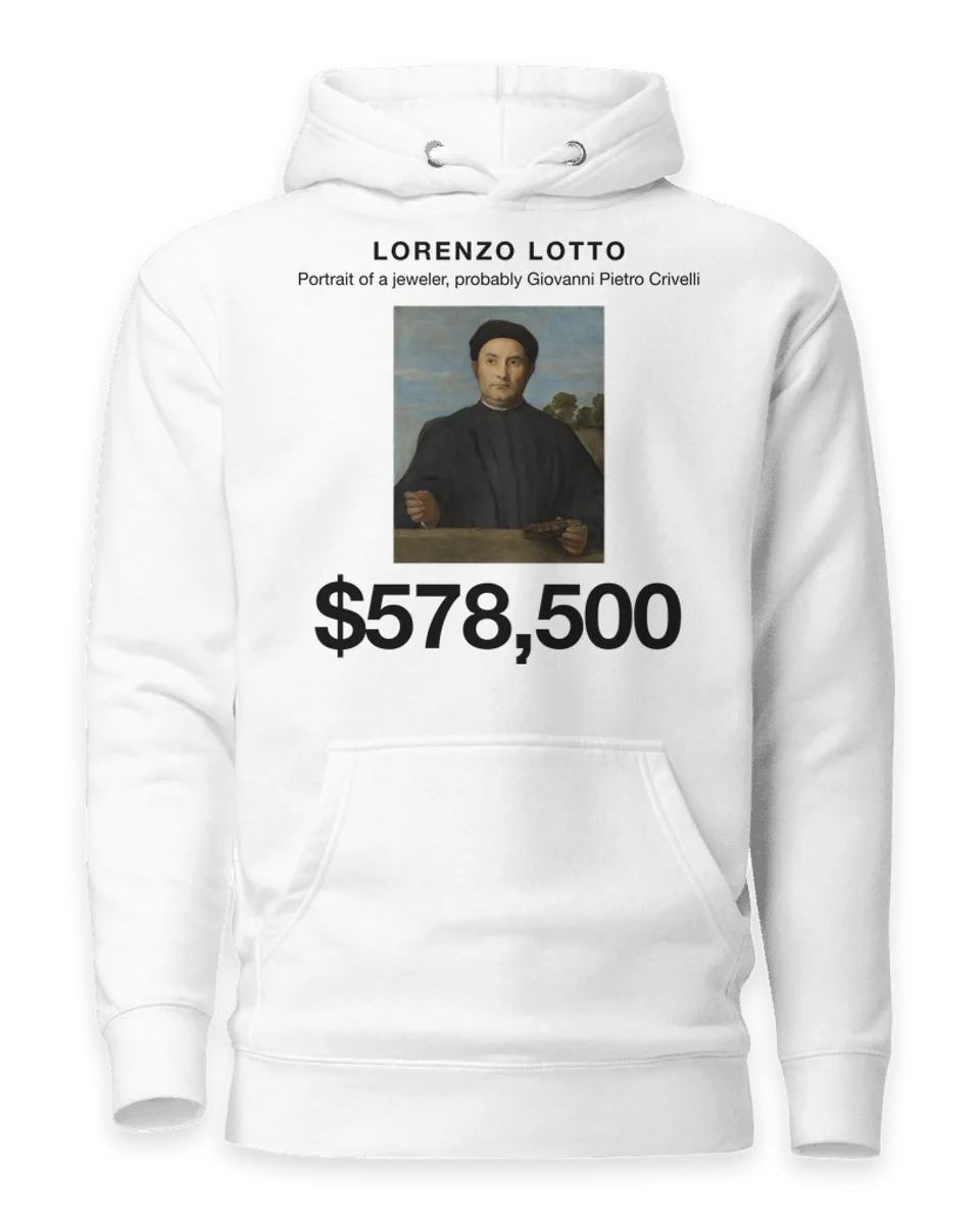 Hoodie: Portrait of a jeweler, probably Giovanni Pietro Crivelli by Lorenzo Lotto