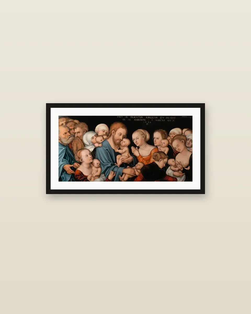 Suffer the little children to come unto me by Lucas Cranach the Elder, framed