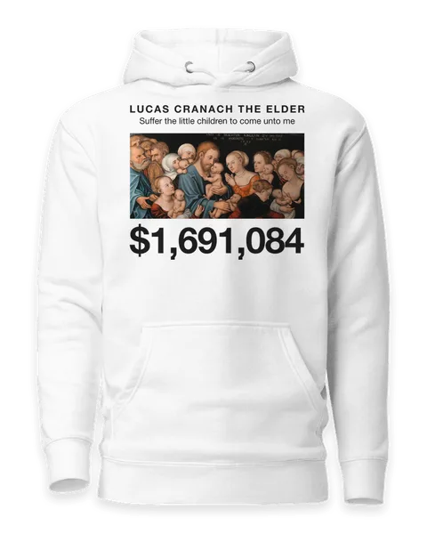 Suffer the little children to come unto me by Lucas Cranach the Elder, on a white hoodie
