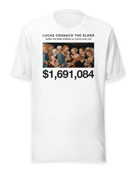 Suffer the little children to come unto me by Lucas Cranach the Elder, on a white t-shirt