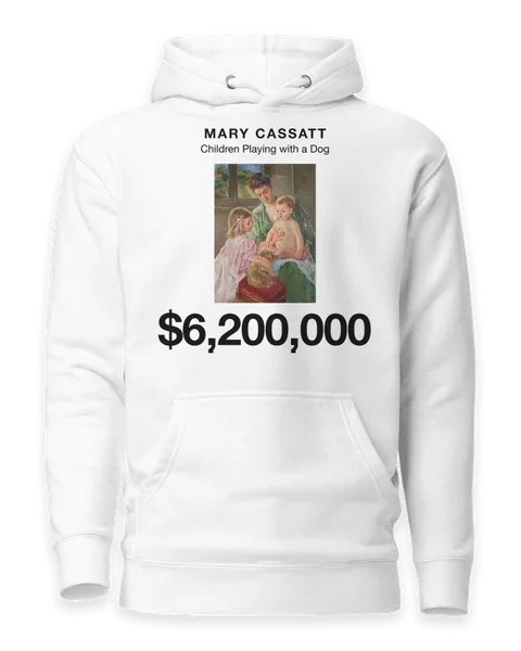 Children Playing with a Dog by Mary Cassatt, on a white hoodie