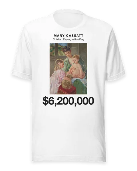 Children Playing with a Dog by Mary Cassatt, on a white t-shirt
