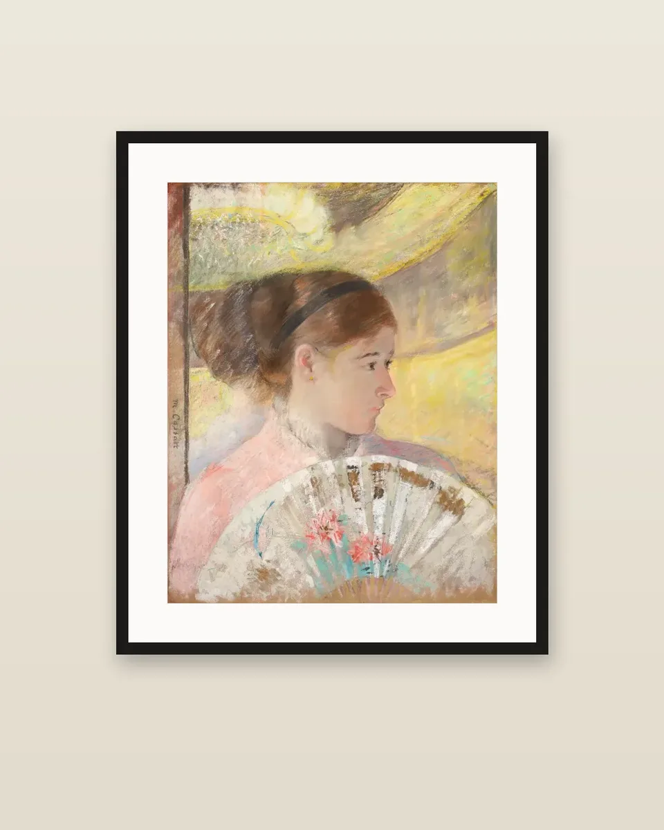 Young Lady in a Loge Gazing to Right by Mary Cassatt, framed