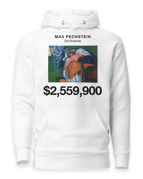 Die Ruhende by Max Pechstein, on a white hoodie