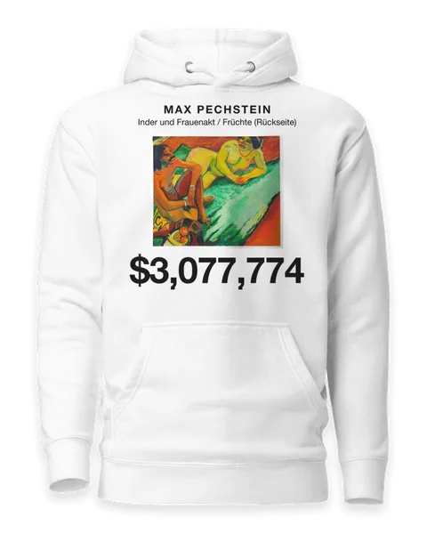 Inder und Frauenakt / Früchte (Rückseite) by Max Pechstein, on a white hoodie