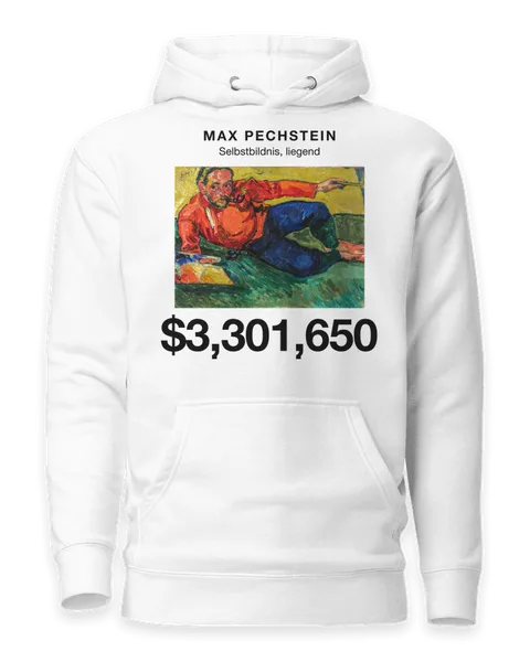 Selbstbildnis, liegend by Max Pechstein, on a white hoodie