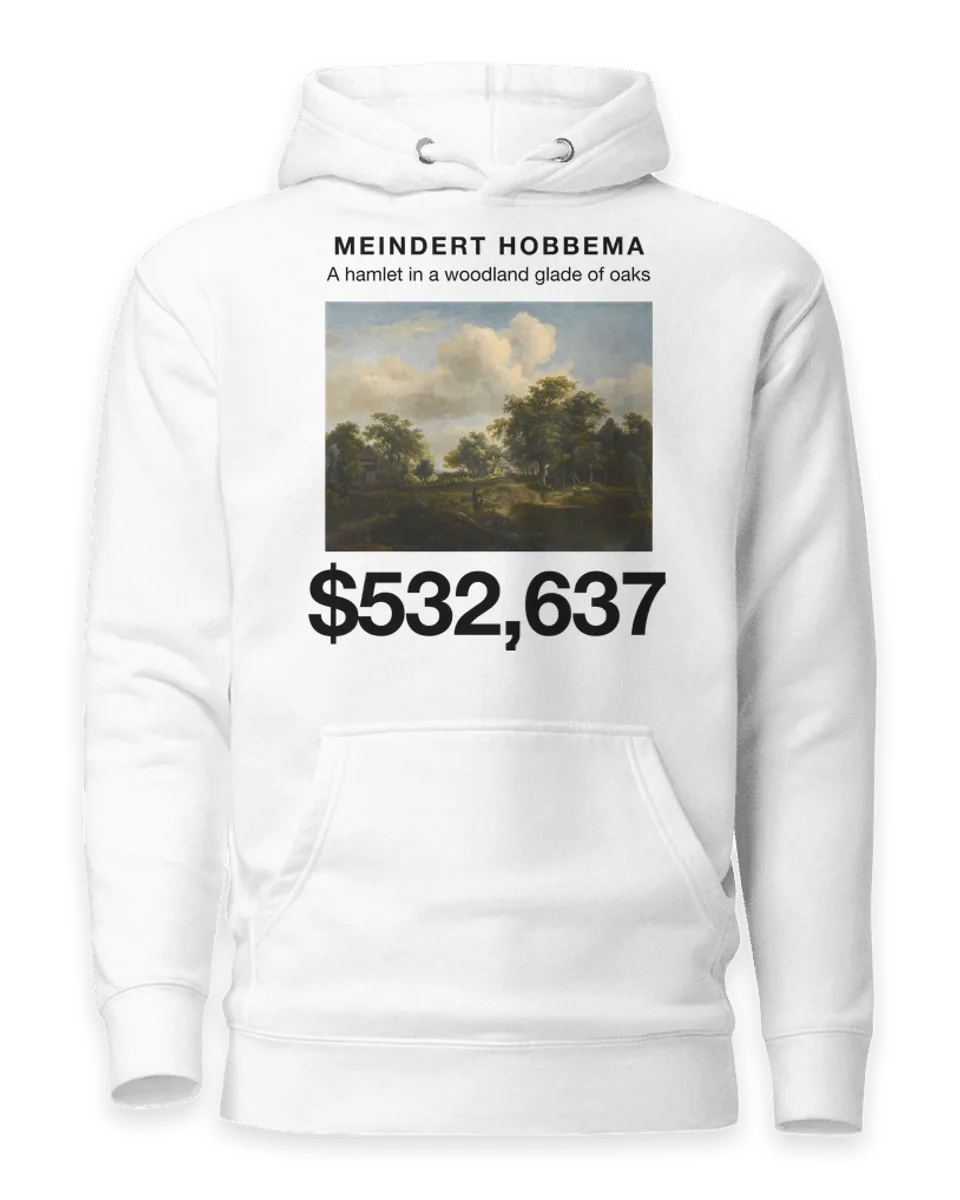 Hoodie: A hamlet in a woodland glade of oaks by Meindert Hobbema