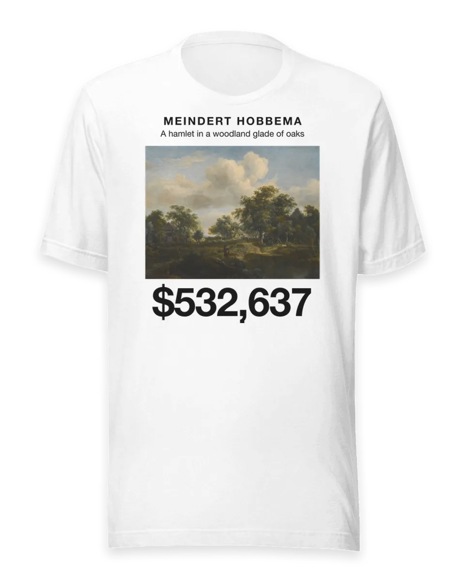 T-shirt: A hamlet in a woodland glade of oaks by Meindert Hobbema