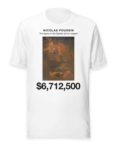 The Agony in the Garden (oil on copper) by Nicolas Poussin, on a white t-shirt