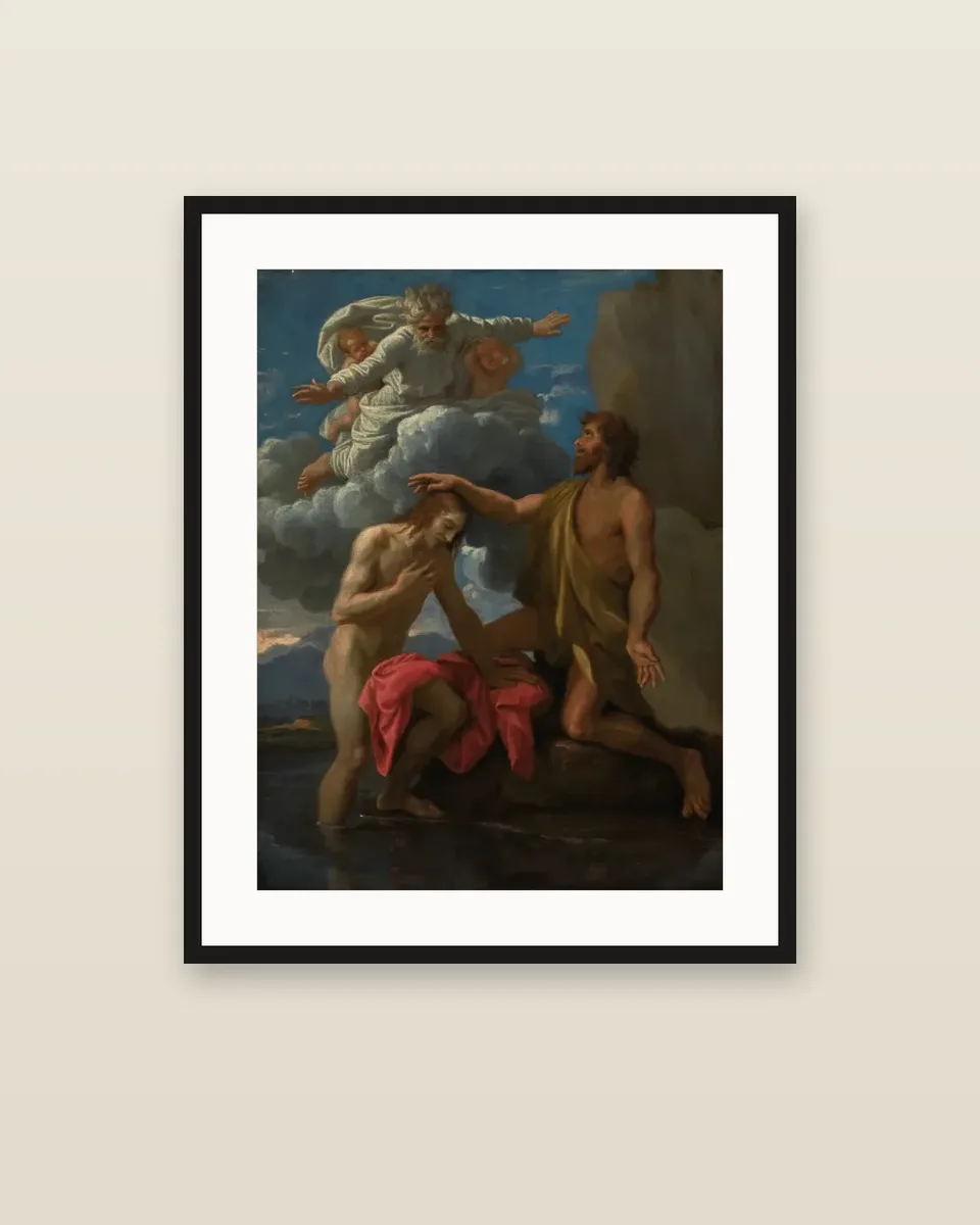 The Baptism of Christ by Nicolas Poussin, framed