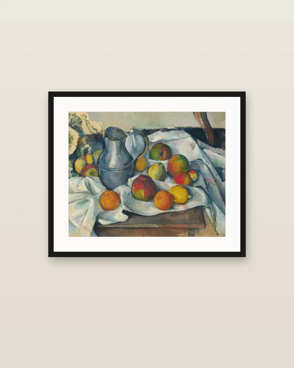 Bouilloire et fruits by Paul Cézanne, framed
