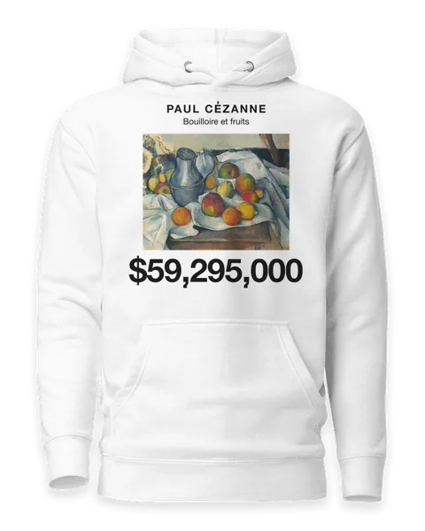 Bouilloire et fruits by Paul Cézanne, on a white hoodie