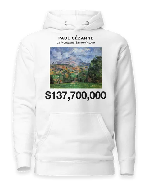 La Montagne Sainte-Victoire by Paul Cézanne, on a white hoodie
