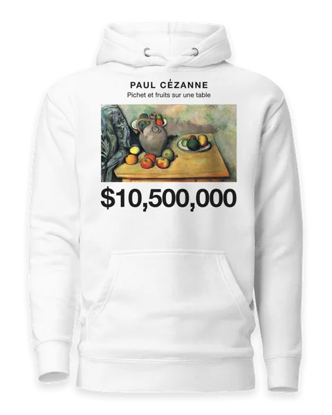 Pichet et fruits sur une table by Paul Cézanne, on a white hoodie