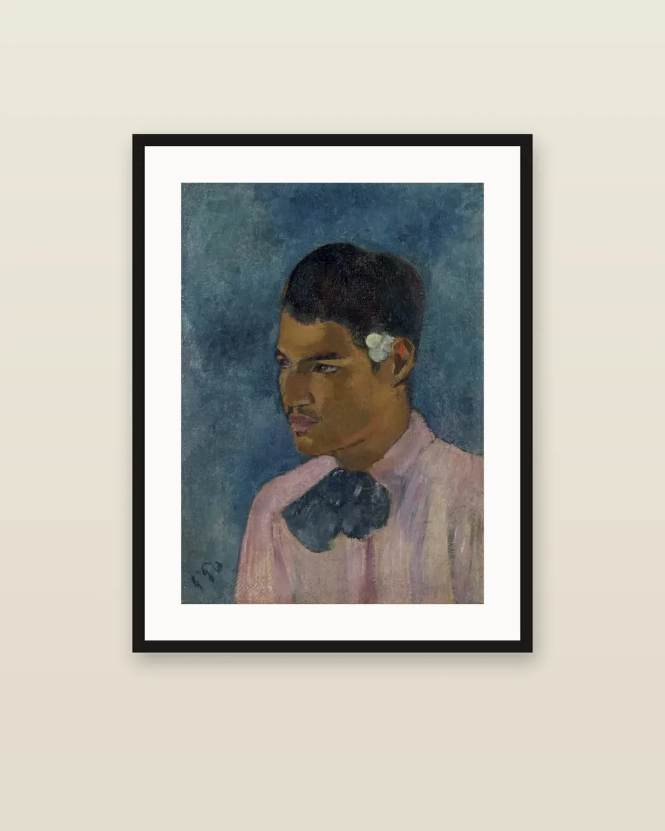 Jeune homme à la fleur by Paul Gauguin, framed
