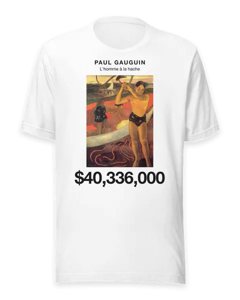 L'homme à la hache by Paul Gauguin, on a white t-shirt