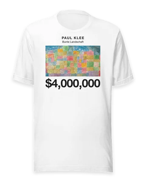 Bunte Landschaft by Paul Klee, on a white t-shirt
