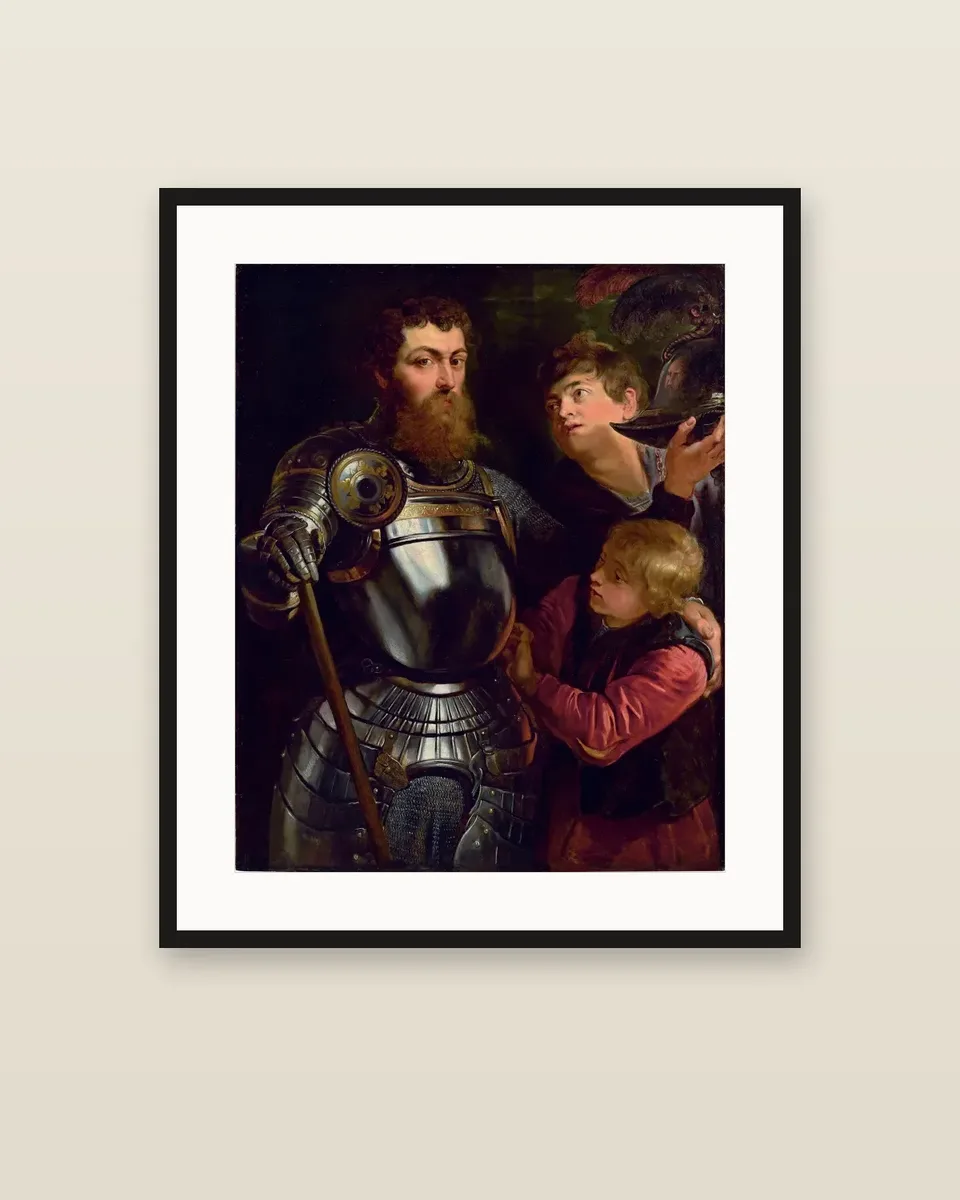 A Commander Being Armed for Battle by Peter Paul Rubens, framed