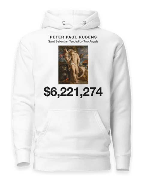Saint Sebastian Tended by Two Angels by Peter Paul Rubens, on a white hoodie